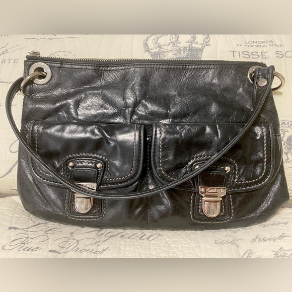 COACH Poppy Leather Hippie Purse Black Leather. Crossbody bag. Handbag. Preowned - Picture 2 of 16